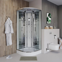 Гидробокс Niagara Ultra NG-701-01 90x90 см, хром/прозрачное/узор (безсиликоновая сборка) - фото 