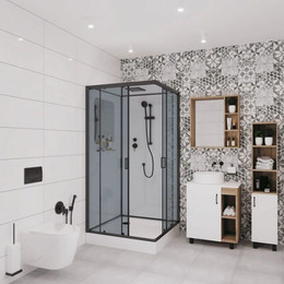 Душевая кабина Niagara Premium NG-6901-01Q BLACK 90x90 см, черный/тонированное (безсиликоновая сборка) - фото 