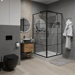 Душевое ограждение Niagara Nova 100x100 см NG-0200-08 BLACK, черный/прозрачное - фото 