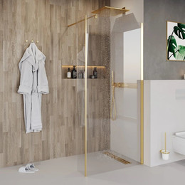 Душевая перегородка Niagara Nova 90 см NG-644-90GOLD с кронштейном, золото/прозрачное - фото 