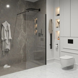 Душевая перегородка Niagara Nova 120 см NG-683-12BLACK с кронштейном, черный/прозрачное - фото 