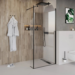 Душевая перегородка Niagara Nova 100 см NG-684-10BLACK с кронштейном, черный/прозрачное - фото 