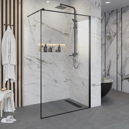 Душевая перегородка Niagara Nova 90 см NG-687-90BLACK с кронштейном, черный/прозрачное - фото 