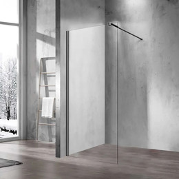 Душевая перегородка Vincea Walk-In 90 см VSW-1H900CLGM (стекло 8 мм) с кронштейном в комплекте, вороненая сталь/прозрачное - фото 