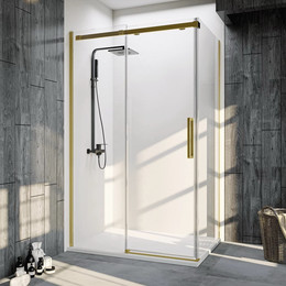 Душевое ограждение Veconi Rovigo 150x100 см RV070G-150100-01-C4, золото/прозрачное - фото 