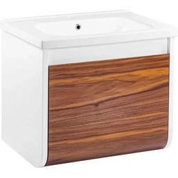 Тумба подвесная с раковиной Pestan Vision 60 см VSN600T-CR (раковина Creavit 60) дуб орех/белый - фото 