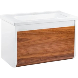 Тумба подвесная с раковиной Pestan Vision 80 см VSN800T-CR (раковина Creavit 80) дуб орех/белый - фото 