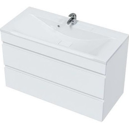 Тумба подвесная с раковиной Mirsant Next 100/2 см (раковина Premier 1000) белый - фото 