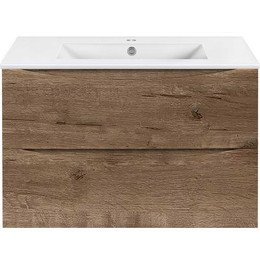 Тумба подвесная с раковиной Vincea Mia Slim 80 см VMC-2MC800S1VO, дуб винтаж - фото 
