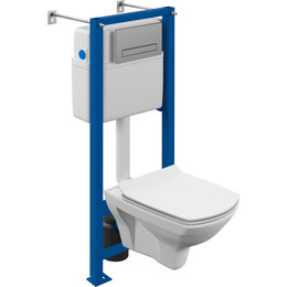 Инсталляция Cersanit Vector с подвесным унитазом Carina Xl Co Dpl Eo Slim A64440 (кнопка Blick хром матовый) - фото 