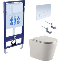 Инсталляция Aquatek Standart 50 INS-0000012 с подвесным унитазом Aquatek Вега AQ1904-00 (кнопка KDI-0000013 белая) - фото 