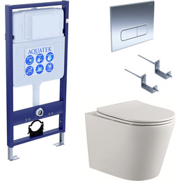 Инсталляция Aquatek Standart 50 INS-0000012 с подвесным унитазом Aquatek Вега AQ1904-00 (кнопка KDI-0000016 хром) - фото 