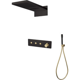 Душевая система для душа Boheme Fusion 130-BG, чёрный/золото, Цвет производителя: чёрный, золото - фото 