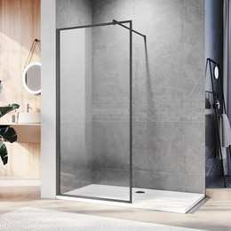 Душевая перегородка Veconi Korato 120 см KR81GR-120-01-C8 (стекло 8 мм) с кронштейном в комплекте, графит/прозрачное - фото 