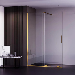 Душевая перегородка Veconi Premium Trento 110 см PTDW-50G-110-01-C4 (стекло 8 мм) с кронштейном в комплекте, золото/прозрачное - фото 