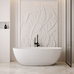 Ванна отдельностоящая Abber Stein 160x75 см AS9624-1.6, белый матовый, Размер - мм: 1600х750 - фото 