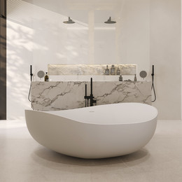 Ванна отдельностоящая Abber Stein 180x110 см AS9639, белый матовый - фото 