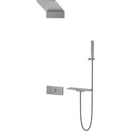 Душевая система для ванны с термостатом Vincea Futura VSFW-2F11TGM, вороненая сталь - фото 