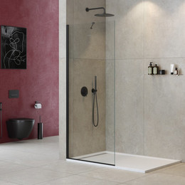 Душевая перегородка Cezares 90 см LIBERTA-L-1-TB-90-C-NERO (стекло 8 мм) черный/прозрачное - фото 