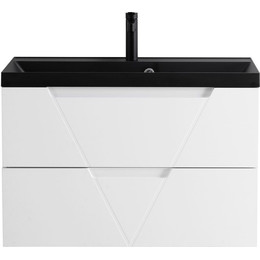 Тумба подвесная с раковиной BelBagno VITTORIA-800-2C-SO-BO-P 80 см, Bianco Opaco (раковина BB800/450-LV-ART-AST-NERO) - фото 