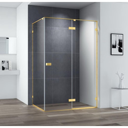 Душевое ограждение Cezares 120х90 см BELLAGIO-AH-1-120/90-C-BORO (стекло 8 мм) золото/прозрачное - фото 