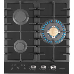 Газовая варочная поверхность Hiberg VM 4535 B (чёрное стекло) - фото 