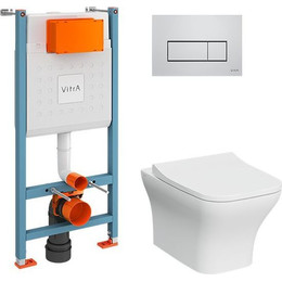 Инсталляция с подвесным безободковым унитазом Vitra Zentrum Square L-Box 9875B003-7201 - фото 