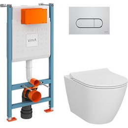 Инсталляция с подвесным безободковым унитазом Vitra Sanibelle L-Box 9878B003-7200 - фото 