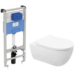 Инсталляция с подвесным унитазом комплект: Ideal Standard Prosys Frame 120 M R020467 с подвесным безободковым унитазом Azario Ferio 87565 сиденье микролифт, крепление - фото 