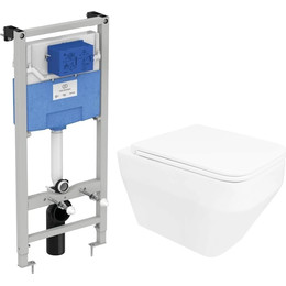 Инсталляция с подвесным унитазом комплект: Ideal Standard Prosys Frame 120 M R020467 с подвесным безободковым унитазом Azario Moneo AZ-0062 сиденье микролифт, крепление - фото 