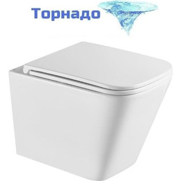 Унитаз подвесной безободковый Lemark Florex 9614001 с крышкой микролифт (Система смыва торнадо), Цвет производителя: белый - фото 