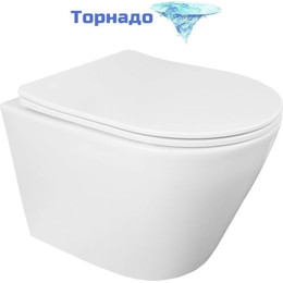Унитаз подвесной безободковый Loranto Krosa 87266 с крышкой микролифт (Система смыва торнадо) - фото 