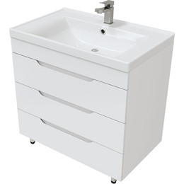 Тумба напольная с раковиной Mirsant Soho quadro 70 см (раковина Deep 70) белый - фото 