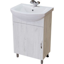 Тумба напольная с раковиной Mirsant Grace 55 см с раковиной Балтика 55, дуб белый (тумба идёт в разобранном виде) - фото 