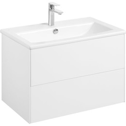 Тумба подвесная с раковиной Акватон Сохо 75 см 1A258101AJ010, белый глянцевый - фото 