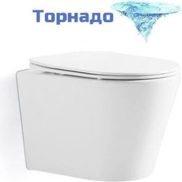 Унитаз подвесной безободковый Sole Torr (смыв торнадо) с тонкой крышкой микролифт - фото 