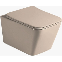 Унитаз подвесной безободковый Vincea Q-Line VT1-12MC с тонкой крышкой микролифт, капучино матовый, Цвет производителя: бежевый - фото 