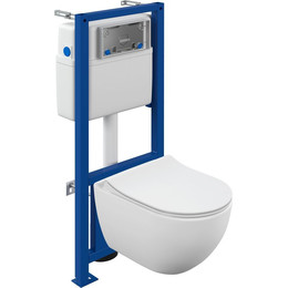 Инсталляция с подвесным унитазом комплект: Cersanit LINK PRO LP 64916 с подвесным унитазом Brasko Smart CO DPL EO SLIM сиденье дюропласт, крепление - фото 