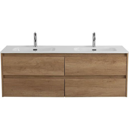 Тумба подвесная с раковиной Belbagno 140 см KRAFT-1400-4C-SO-2-RNN (раковина BB1400-2-ETL) Rovere Nebrasca Nature - фото 