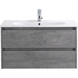 Тумба подвесная с раковиной BelBagno 100 см KRAFT-1000-2C-SO-CG (раковина LOV-1000-LVB) Cemento Grigio - фото 
