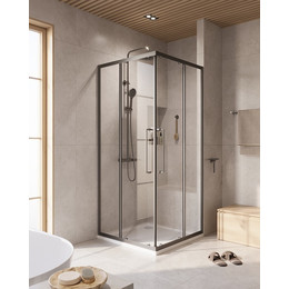 Душевое ограждение 100x100 см Cezares Relax-304-A-2-100-C-GM, оружейная сталь/прозрачное - фото 