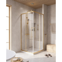 Душевое ограждение 80x80 см Cezares Relax-304-A-2-80-C-BORO, золото/прозрачное - фото 