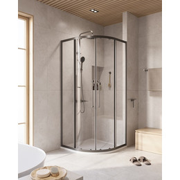 Душевое ограждение 90x90 см Cezares Relax-304-R-2-90-C-GM, оружейная сталь/прозрачное - фото 