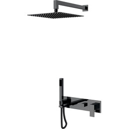 Душевая система для ванны Boheme Qubic 474-SGM (со скрытой частью) shine gun metal, Цвет производителя: shine gun metal - фото 