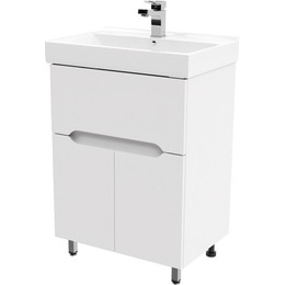 Тумба напольная с раковиной Mirsant Soho Quadro Light 60 см, белый - фото 