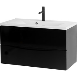 Тумба подвесная с раковиной BelBagno MARINO-1000-2C-SO-NL-P 100 см, Nero Lucido - фото 