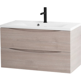 Тумба подвесная с раковиной BelBagno MARINO-900-2C-SO-RG-P 90 см, Rovere Grigio (раковина BB900/450-LV-MR-PR) - фото 