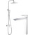 Душевой комплект Haiba: Душевая стойка HB24505-8 + смеситель для раковины высокий HB11505-8, цвет белый/хром - фото 