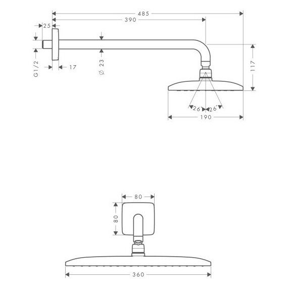 Верхний душ Hansgrohe Raindance E 360 Air 1jet 27376000 - фото 3