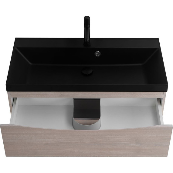 Тумба подвесная с раковиной BelBagno MARINO-800-2C-SO-RG-P 80 см, Rovere Grigio (раковина BB800/450-LV-ART-AST-NERO) - фото 3